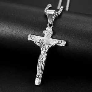 Edelstahl Jesus Kruzifix Kreuz Anhänger Halskette Für Herren Damen Vakuumgalvanisiert Religiöser Schmuck Gold Silber Ton Inri Kreuz Anhänger Ohne Kette Kette Nur
