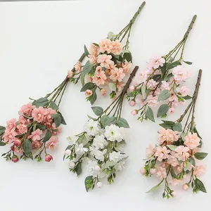 Artificial Silk Rose Flower Bouquet Five Heads Wild Rose Fake Flowers For Home Living Room Wedding Decor
