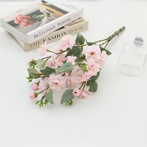 Artificial pink rose flower bouquet home decor wedding party photography prop decoration