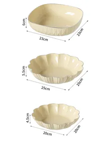 Set of three luxury cream fruit bowls with dimensions in cm for snacks and nuts