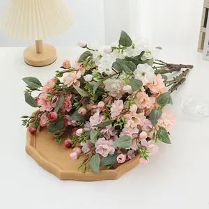 Detailed view of artificial pink and white rose bouquet decoration for home decor and floral design