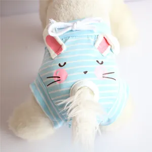 Cute Striped Pet Physiological Pants For Female Dogs Cotton Washable Dog Diapers With Rabbit Ears Sanitary Panties For Small Dogs