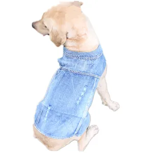Gilet di Jeans per Cani Strappato Logoro Vestiti per Cani Blu Lavato Cowboy Gilet Giacca Senza Maniche per Cani di Taglia Piccola Media Grande
