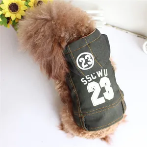 Hunde-Denim-Kapuzenweste mit 23-Print für kleine Hunde Teddy Bichon