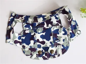 Detailed view of camouflage pattern pet vest with secure snap button closure for dogs