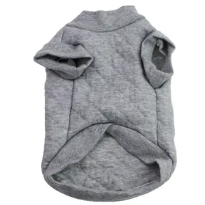 Close-up of grey quilted dog shirt showing texture and stitching detail
