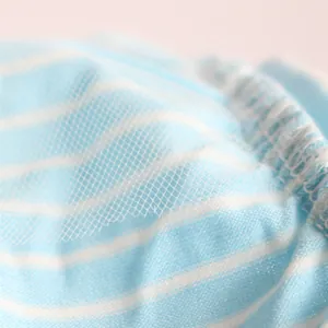 Close-up detail of pet physiological pants showing mesh texture and striped fabric