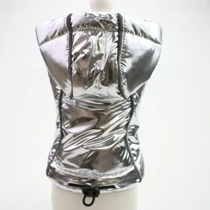 Reflective Metallic Pet Dog Padded Vest Winter Warm Hooded Jacket For Small Medium Dogs Bichon Teddy Clothes Apparel