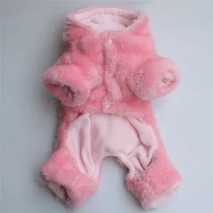 Mono de peluche rosa para mascotas con forro polar suave para perros pequeños invierno