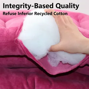 Detail of soft plush pet bed showing high-quality white fiberfill interior padding