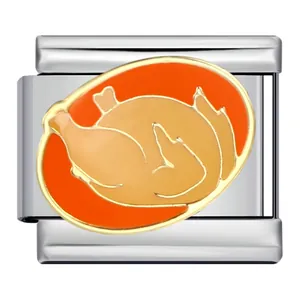 Premium stainless steel Thanksgiving roast turkey Italian charm link for DIY modular bracelets
