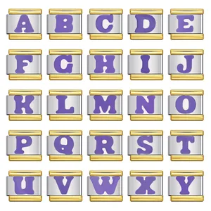 Edelstahl DIY Italienische Charms Links Modulares Armband Zubehör Vergoldet Versilbert Emaille Buchstaben Charms Für Schmuck