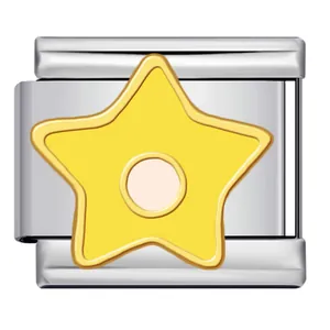 Italienischer Modularer Charm aus Edelstahl mit gelbem Stern für DIY-Armbandgestaltung