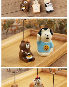 Detailed view of cute Japanese style animal resin memo clips for desk decor