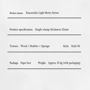 Specifications for retro forest series wood and rubber stamps set with 6 unique designs