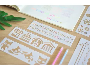 Λεπτά στένσιλ σχεδίασης DIY με αλφάβητο και σχέδια κινουμένων σχεδίων για χειροτεχνίες