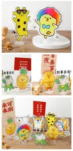 Detailed view of various cute animal acrylic memo clips and desktop photo holders.