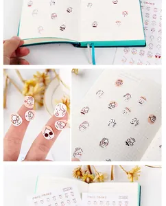 Detail of cute transparent Face-Today facial expression stickers for journal decoration