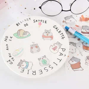 Set of 6 cute cartoon hamster washi stickers for journaling and DIY scrapbook decoration