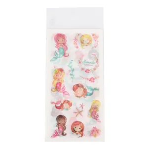 Cute watercolor mermaid stickers sheet for journaling scrapbook and DIY decoration