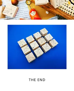 Set of 12 vintage wooden zodiac constellation rubber stamps for scrapbooking