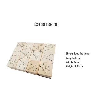 Complete set of 12 wooden constellation stamps for DIY scrapbooking and journal decoration