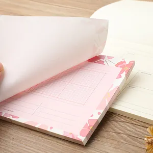 Floral pattern portable sticky note pad for weekly schedule and daily planning details