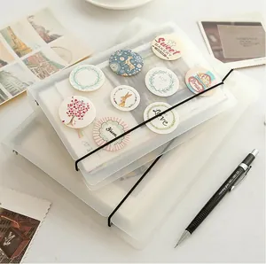 Couverture de Carnet à Feuillets Mobiles en PP Semi-transparent Givré Avec Sangle Élastique Rechargeable 6 Trous Fournitures de Bureau Scolaires