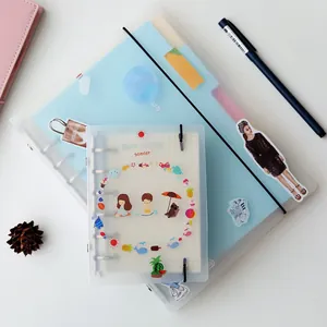 Protège-cahier créatif en PP givré transparent avec bande élastique pour journal