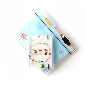 Couverture de carnet à reliure en PP dépoli translucide avec sangle élastique et motifs d'été