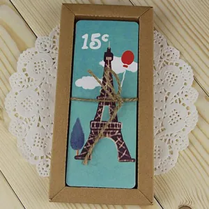 Creative vintage Eiffel Tower paper bookmarks set of 30 in a kraft paper gift box