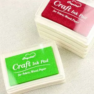 Professional large craft ink pads in red and green for fabric wood and paper DIY projects