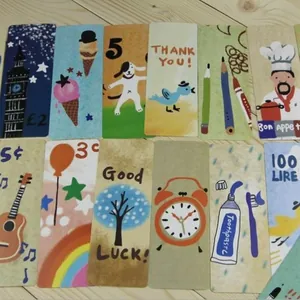 Collection of 30 whimsical cartoon bookmarks featuring colorful hand-drawn illustrations