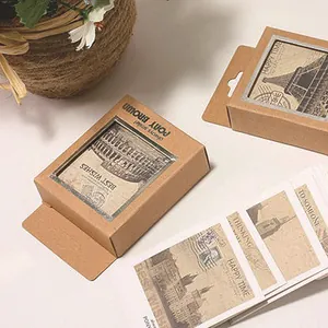 Lot de 40 mini cartes de vœux vintage LOMO dans une boîte en papier kraft marron