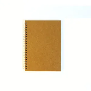Professional A5 kraft paper spiral bound notebook daily planner on white background