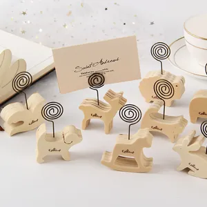 Einfacher Holz Tierform Memohalter Fotohalter Visitenkartenständer Schreibtisch Organisieren Büro Heimdekoration