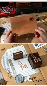 Juego de sellos de madera vintage en francés para diarios scrapbooking y manualidades