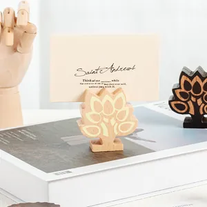 Minimalist wooden tree-shaped memo holder and photo clip for desk decoration and office