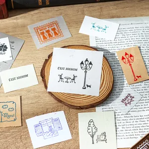 Juego de 9 sellos de madera vintage con frases francesas para álbumes de recortes creativos