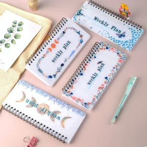 Agenda Settimanale Portatile Quaderno a Spirale Minimalista Motivo Ghirlanda Fasi Lunari Blocco Note Strappabile per Ufficio Scuola