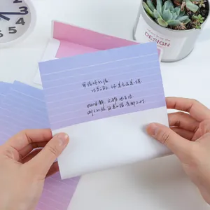 Leuke paarse gradiënt briefpapierset in Koreaanse stijl met brieven en enveloppen