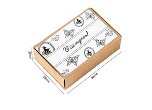 Dimensioni dettagliate per la scatola del set di timbri vintage, 82mm x 53mm x 27mm