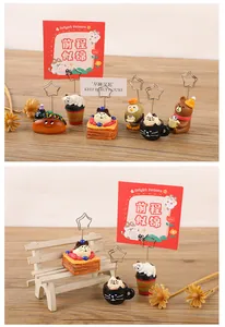 Set di 6 fermagli per promemoria in resina stile giapponese con motivi di animali e cibo carini