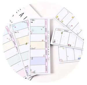 Détail des notes adhésives de planification hebdomadaire avec sections colorées et jours.