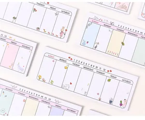Collection de notes autocollantes de planning hebdomadaire avec illustrations mignonnes