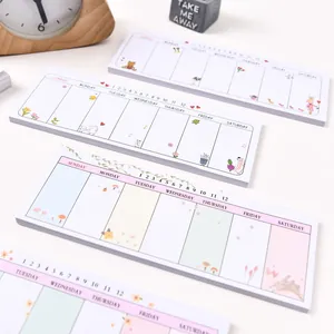 Notes autocollantes de planification hebdomadaire avec motif de dessin animé