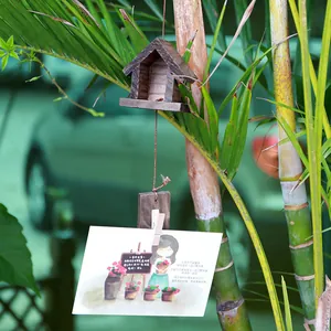 Kreatives Holzhaus Windspiel Fotoclip Hängender Memohalter Dekorativer Nachrichtenclip Für Zuhause Büro Schreibtisch Dekoration