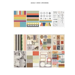 Vintage stamp-style decorative sticker set for DIY scrapbooking 12 sheets variety