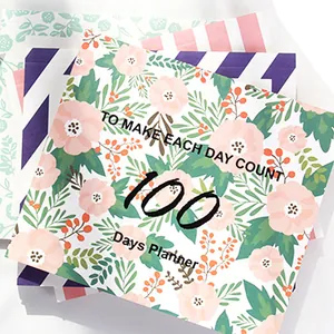 Planificateur de 100 jours floral avec un design créatif minimaliste pour le quotidien.