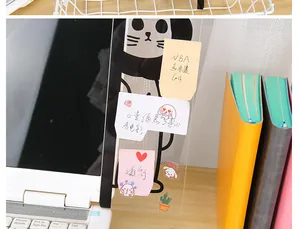 Cute transparent acrylic cat-shaped message board for computer monitor side mounting